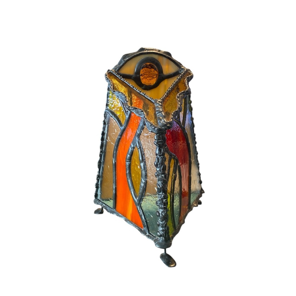 Stained Art Glass Candle Display